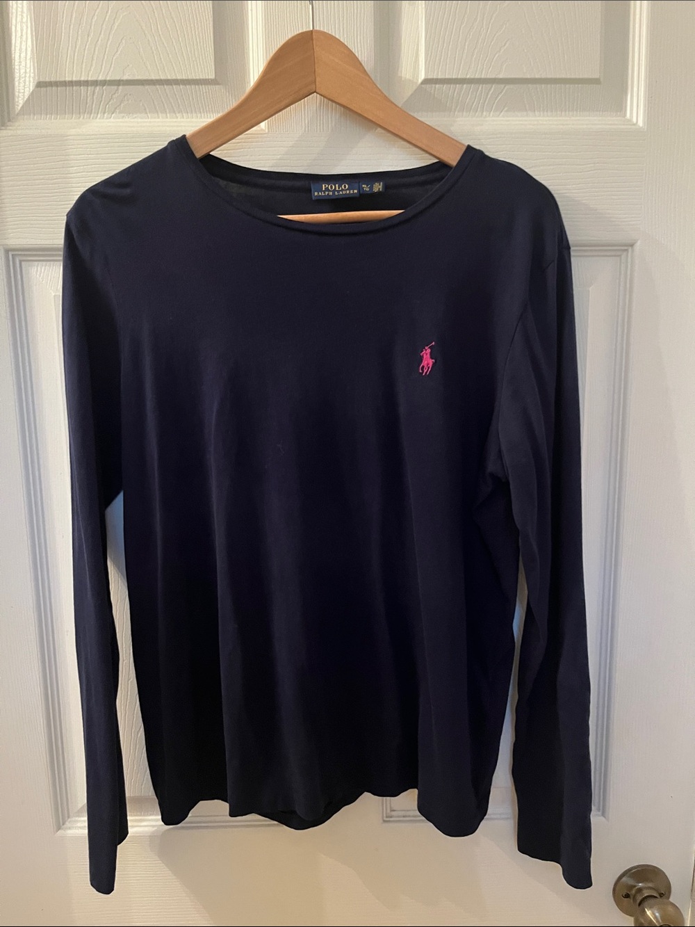 Polo by Ralph Lauren Navy Long Sleeve Tee with Pink Polo Pony. Women’s XL